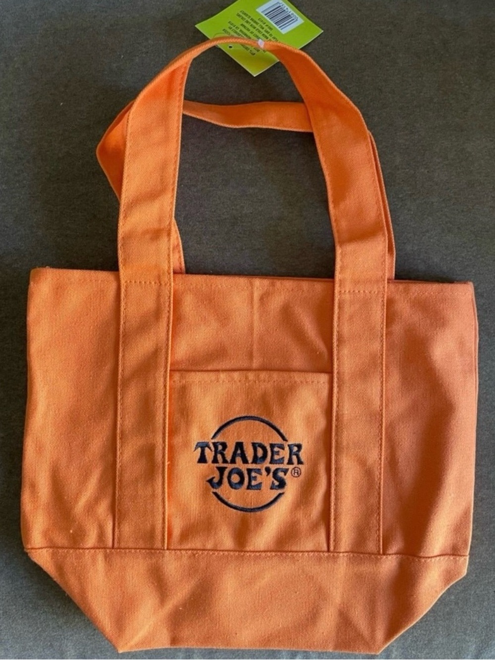 Trader Joe's Orange mini Canvas Tote Bag